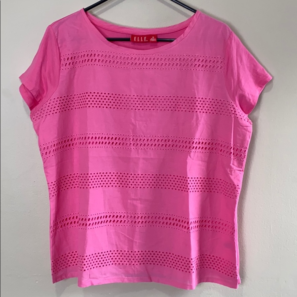 ELLE Pink Eyelet Detail Shirt / T Shirt - XL